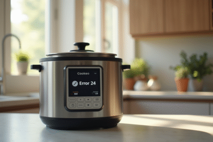 Cuisine moderne avec multicuiseur affichant erreur 24