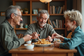 Famille multigeneration partageant un repas convivial