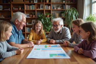 Famille multigenerational autour d'un repas convivial