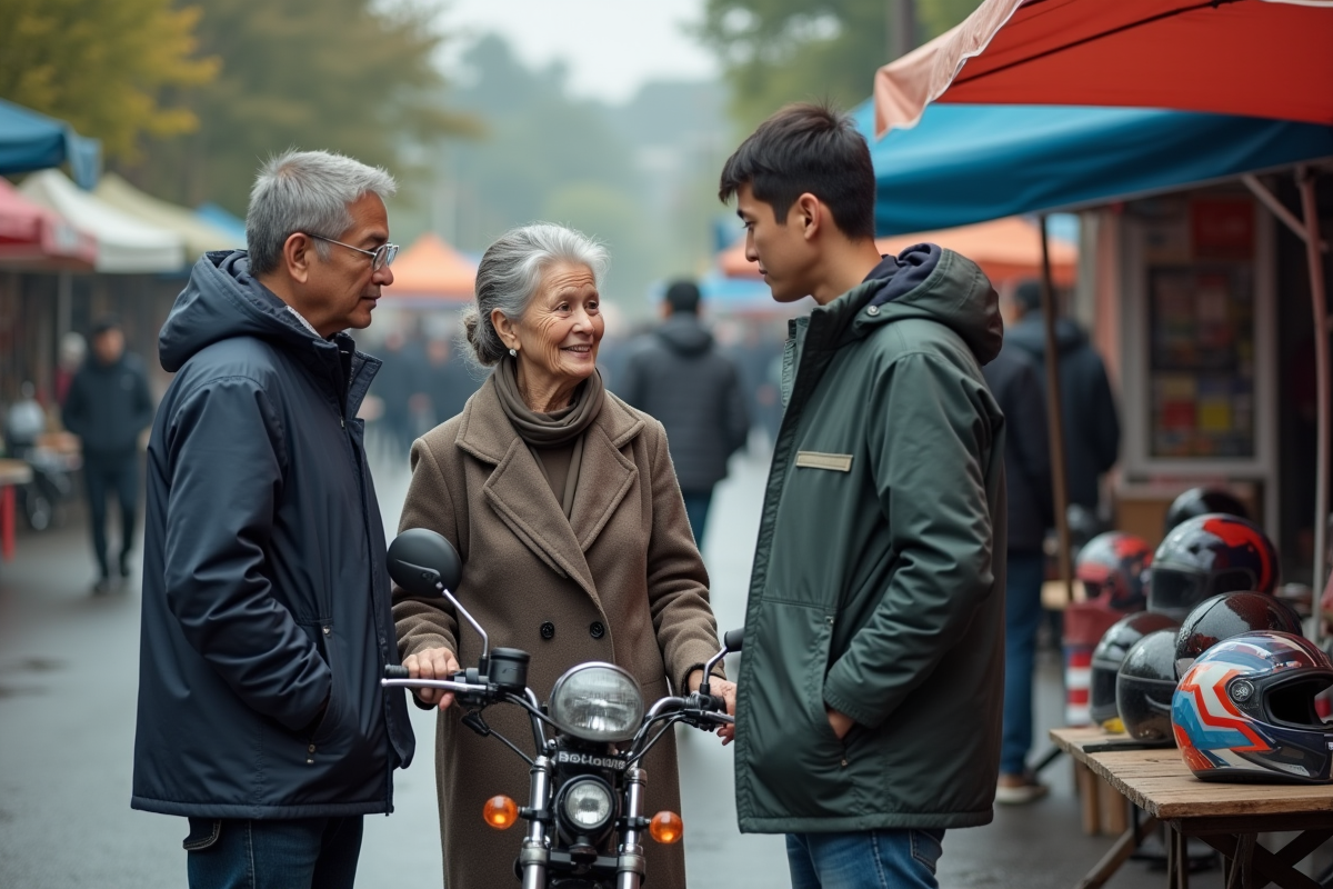Femme âgée discute prix d