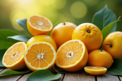 Variété de fruits rares et colorés avec Y sur une table ensoleillée