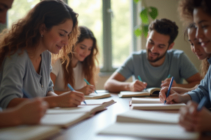 Groupe de personnes choisissant des noms de bébé autour d'une table
