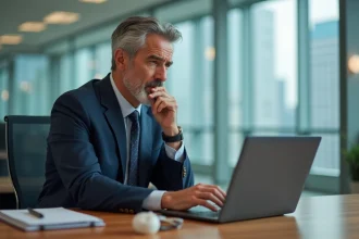 Homme d'affaires concentré dans un bureau moderne
