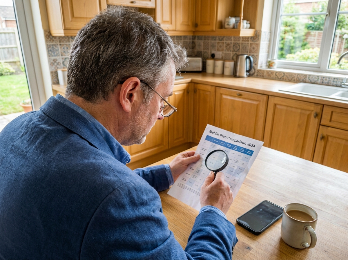 Homme examine un plan mobile à la maison