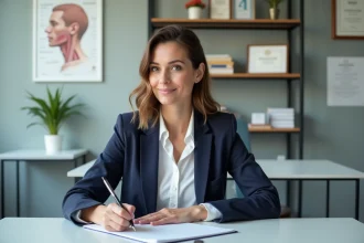 Femme médecin en consultation dans un cabinet à Nice