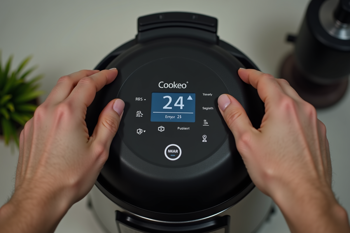 Mains tenant le couvercle du multicuiseur erreur 24