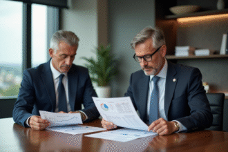 Homme et femme d'affaires en réunion dans un bureau moderne