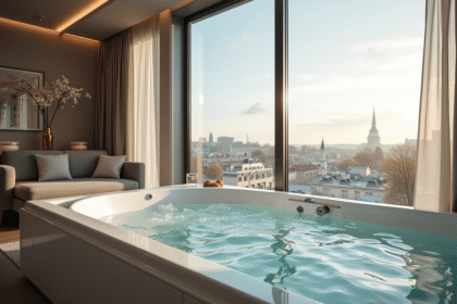 Suite moderne avec jacuzzi privé à Lyon vue ville